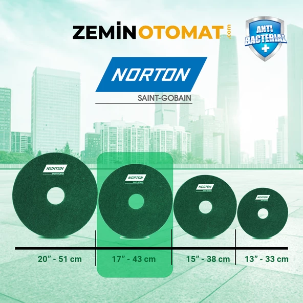 Norton Scrub Yeşil Zemin Temizleme Pedi 43cm 17inc (Kutu 5 Adet) - 2