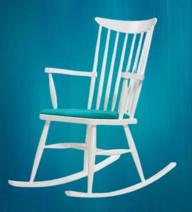 Sandalye Zus300 Model 90476 Sallanan Beyaz Ahşap Retro Ayak Kutuda Sevk El Yapım - 3