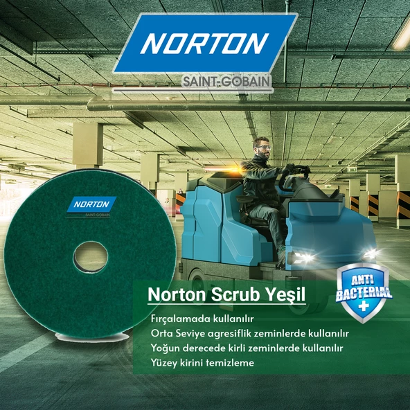 Norton Scrub Yeşil Zemin Temizleme Pedi 43cm 17inc (Kutu 5 Adet) - 5