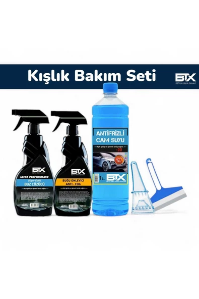 Betax 5'li Kışlık Araç Bakım Seti Cam Suyu 1lt & U.p. Blue Buz Çözücü & Buğu Önleyici Sprey 500 ml