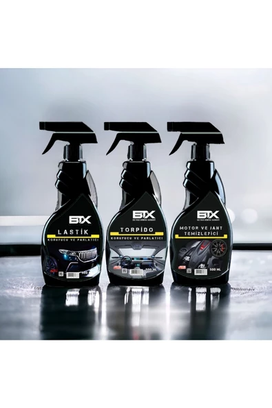 Betax 3'lü Araç Bakım Seti Torpido&deri Koruyucu Ve Parl-motor&jant Temizleyici -lastik Koruyucu&parlatıcı - 2