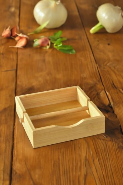 Digithome Bambu Masa Üstü Kare Yatay Peçetelik 19 Cm Kahverengi – THN76066 C1-1-18 - 2