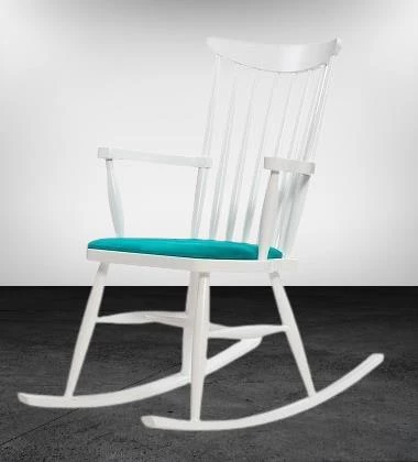 Sandalye Zus300 Model 90476 Sallanan Beyaz Ahşap Retro Ayak Kutuda Sevk El Yapım - 6