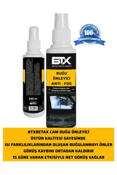 Betax 5'li Kışlık Oto Bakım Seti Buz Çözücü 500ml & Buğu Önleyici 250ml & Yağmur Kaydırıcı Sprey 250ml - 4