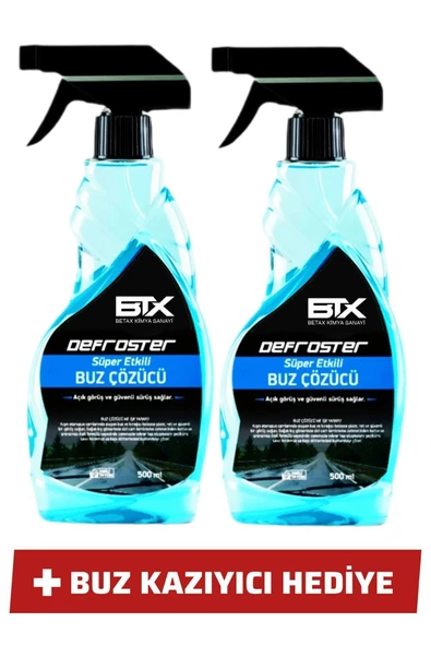 Betax Buz Çözücü Defroster Sprey 500ml 2'li Buz Kazıyıcı