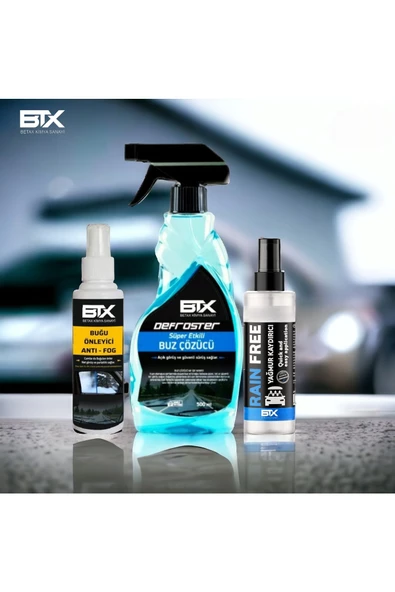 Betax 5'li Kışlık Oto Bakım Seti Buz Çözücü 500ml & Buğu Önleyici 250ml & Yağmur Kaydırıcı Sprey 250ml - 2