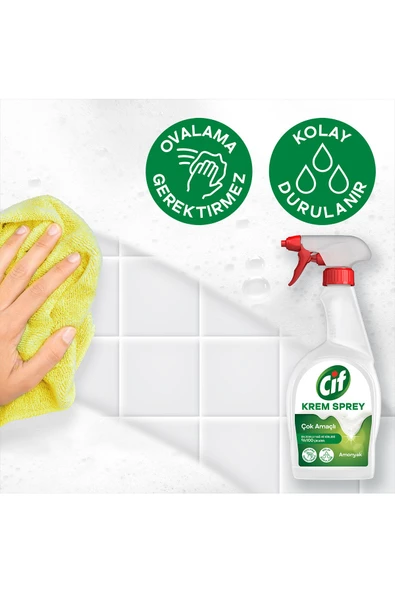 Cif Krem Sprey %100 Krem Gücü Yağ, Kireç, Kir, Pas Sökücü Leke Çıkarıcı 750 Ml 1 Adet - Resim 6