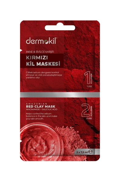 DERMOKİL AKNE VE SİYAH NOKTA KARŞITI KIRMIZI KİL MASKESİ - Resim 2
