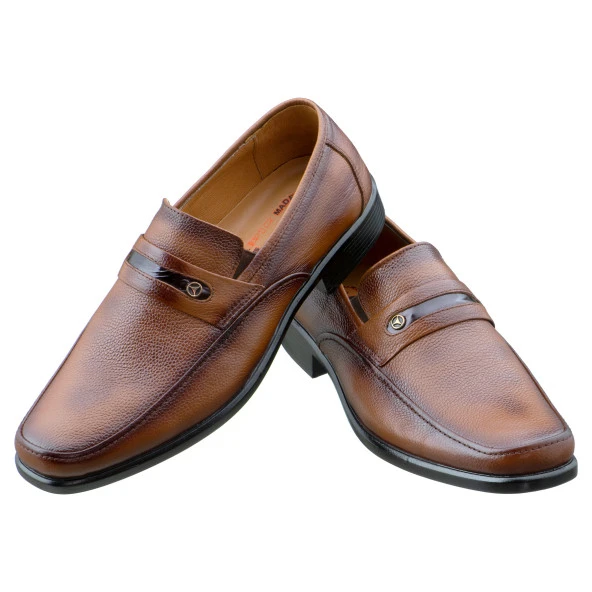 Taba Kahverengi Baskılı Deri Klasik Erkek Ayakkabı