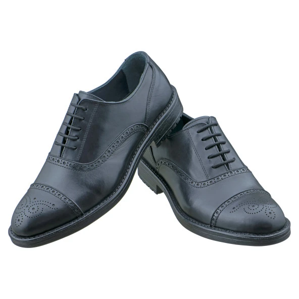 Siyah Zımba Delikli Bağcıklı Klasik Erkek Ayakkabı