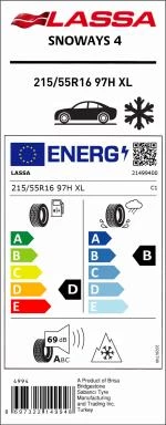 215/55R16 97H XL SNOWAYS 4 M+S / SFM LASSA - 4