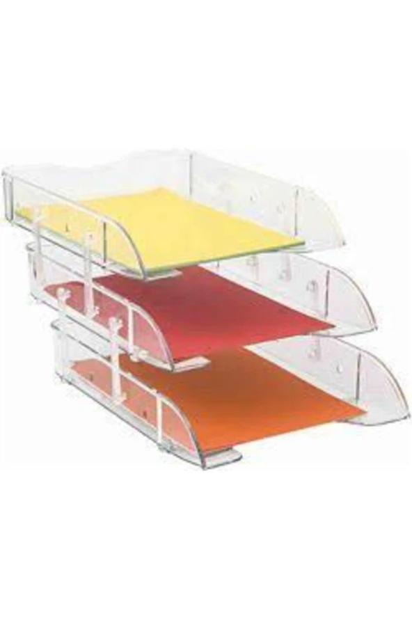 Bafix Evrak Rafı Hareketli Plastik 3 LÜ Şeffaf BF 333 - Resim 2