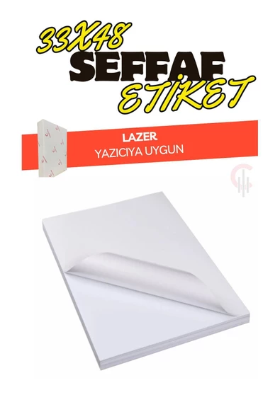 100 Adet Yapışkanlı Şeffaf Etiket 33x48 Cm Ebat