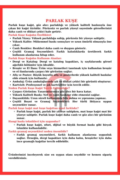 Parlak Kuşe Gramajlı Kağıt A4 250 Gr - 250 Adet - 3
