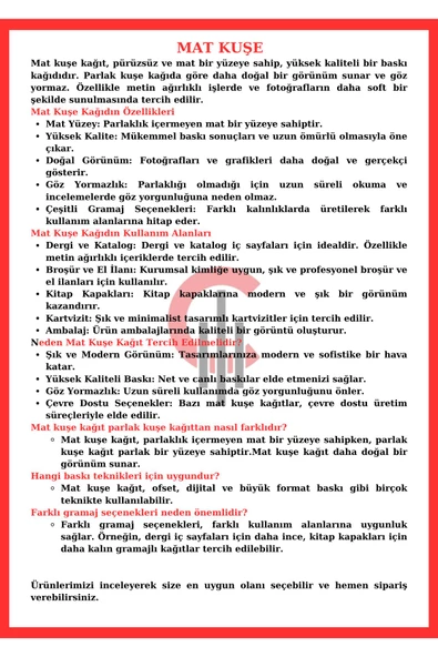 Mat Kuşe Gramajlı Kağıt A3 90 gr - 125 Adet - 3