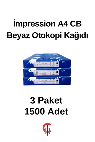 İmpression A4 Cb Beyaz Otokopi Kağıdı 3 Paket 1500 Adet