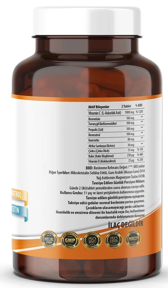 Ncs Vitamin C Çinko Propolis 120 Tablet Vitamin D Quercetin Resveratrol - Resim 2
