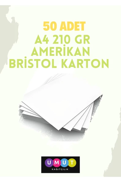 Amerikan Bristol Karton A4 210 Gr - 50 Adet ürün görseli 1