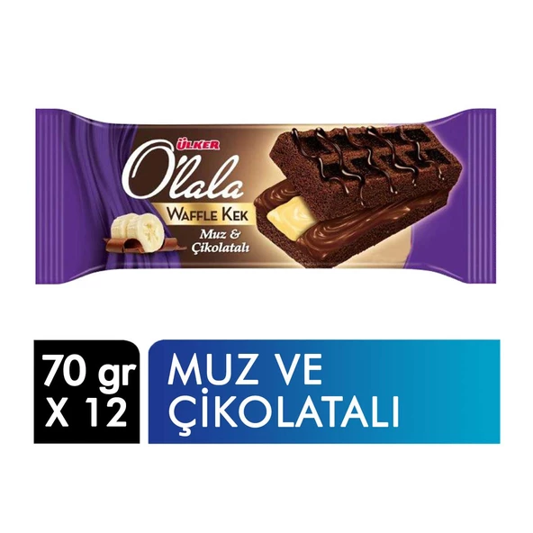 Ülker Olala Waffle Kek Çikolatalı & Muzlu 70 Gr x 12 Adet - 2