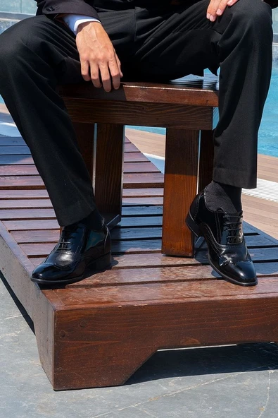 7 Cm Boy Uzatan Gizli Topuklu El Yapımı Hakiki Deri Brogue Klasik Ayakkabı, Damatlık Kundura - 4