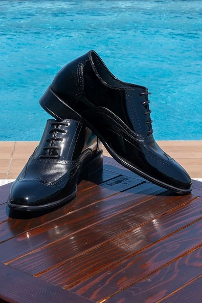 7 Cm Boy Uzatan Gizli Topuklu El Yapımı Hakiki Deri Brogue Klasik Ayakkabı, Damatlık Kundura - 2