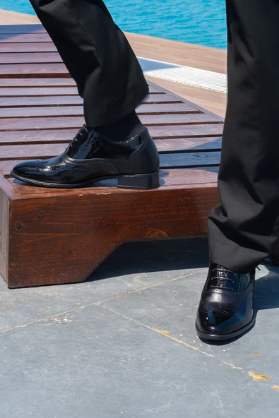 +7 Cm Boy Uzatan Gizli Topuklu El Yapımı Hakiki Deri Brogue Klasik Ayakkabı, Damatlık Kundura - 5