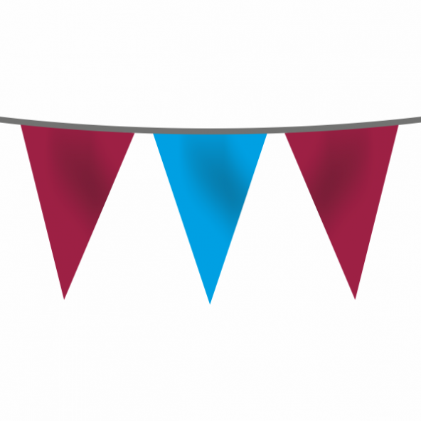 İpe Dizili Üçgen Süsleme Bayrağı (Bordo-Mavi) 50 metre ürün görseli