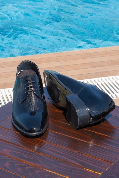 7 Cm Boy Uzatan Gizli Topuklu El Yapımı Hakiki Deri Lazer Baskı Klasik Ayakkabı, Damatlık Kundura - Resim 4