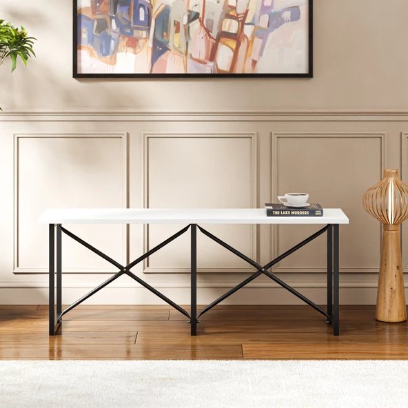 Eportatif Mutfak Bahçe Bank Sandalye Düz Bank Sandalye Bench Beyaz 1542 - 2