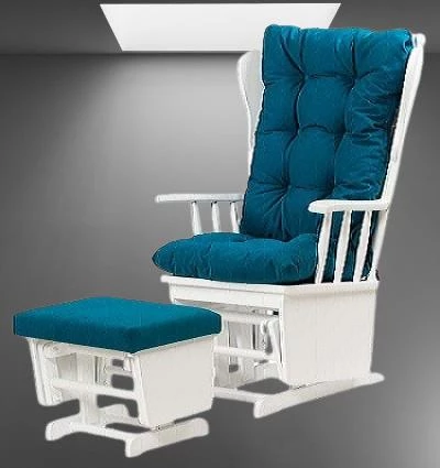 Sandalye Zus301 Model 90477 Mama Puflu Sallanan Ahşap Lake Beyaz Ayak El Yapım - 2