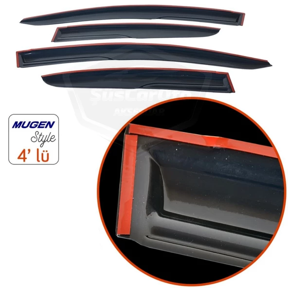 Hyundai Elantra 2016-2018 Uyumlu Mugen Cam Rüzgarlığı Seti Piano Black 4'lü İthal Parlak Siyah - 2
