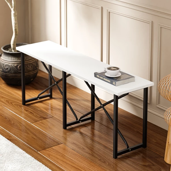 Eportatif Mutfak Bahçe Bank Sandalye Düz Bank Sandalye Bench Beyaz 1542 - 3