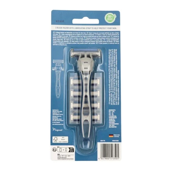 Wilkinson Essentials 3 Hybrid Erkek Tıraş Bıçağıi Sapı + 4 Yedek Kartuş - Resim 2
