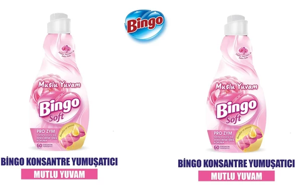 Bingo Bingo Soft Konsantre Çamaşır Yumuşatıcısı Mutlu Yuvam 1440 ml x 2 Adet