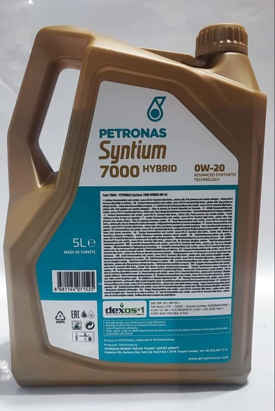 PETRONAS SYNTIUM 7000 HYBRID 0W-20 MOTOR YAĞI 5 Litre - 2