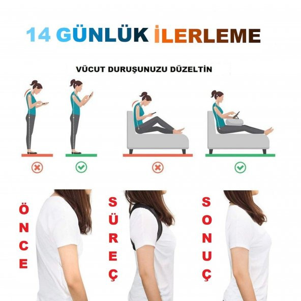 Dik Duruş Korsesi Kadın Erkek İçin Ortopedik Kamburluk Önleyici - Resim 4