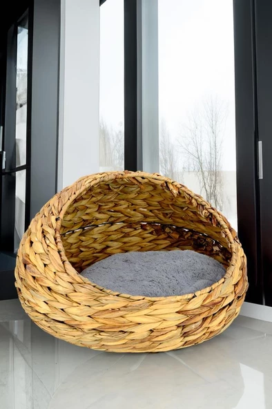 Digithome Hasır Kedi ve Köpek Yatağı İç Minderli 48 Cm Kahverengi - CL-4034 C1-1-121 - 4