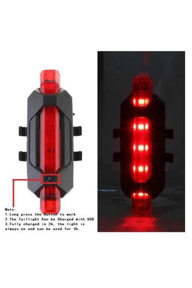 Bisiklet Işığı Usb Şarjlı Led Ön Arka Set Xbyc 6116 - 3