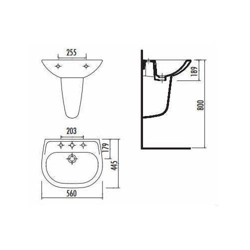 Creavit SD055 Sedef Yarım Ayak Lavabo 45X55 cm Beyaz - 2