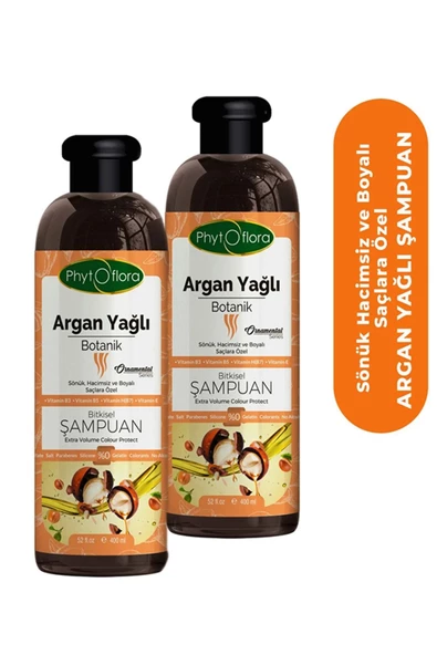 Phytoflora Tuzsuz Hassas Sönük Hacimsiz Ve Boyalı Saçlara Özel Argan Yağlı Bitkisel Şampuan 400 Ml, 2 Adet