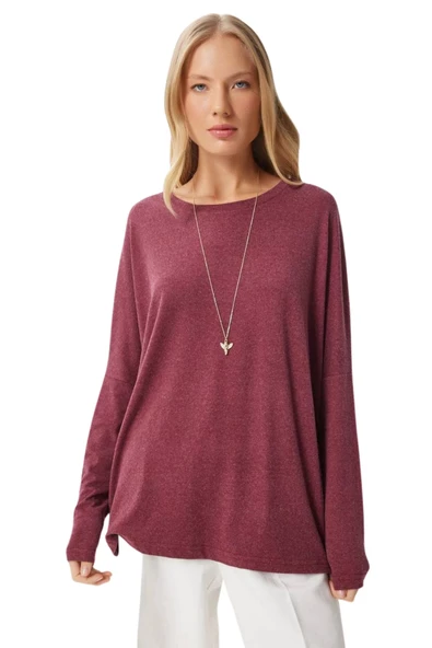 Brk Kadın Uzun Kol Yün Viskon Salaş Bluz 1788 - Resim 2