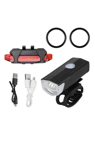 Bisiklet Işığı Usb Şarjlı Led Ön Arka Set Xbyc 6116 - 7