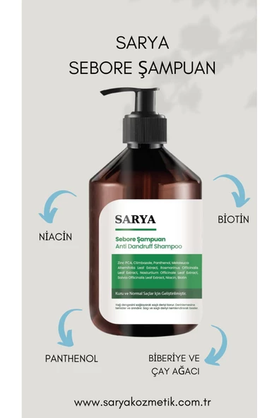 SARYA Sebore Anti Dandruff Kepek Karşıtı Şampuan 500 ml - Kuru ve normal saçlar