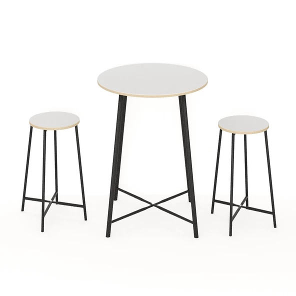 Eportatif Oval 2 Kişilik Yemek Masası Bar Masası Mutfak Beyaz 1527 - 4