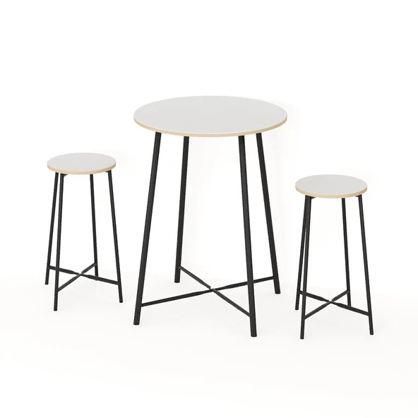 Eportatif Oval 2 Kişilik Yemek Masası Bar Masası Mutfak Beyaz 1527 - 5