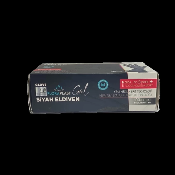 Floraplast L Boy Pudrasız Elastik 1 Koli 2000 Adet Siyah Eldiven - 5