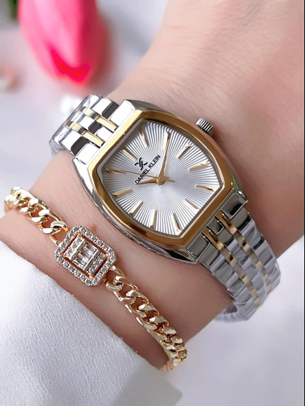 Daniel Klein Retro Vintage Model Çelik Kordon 3 Atm Suya Dayanıklı Kadın Kol Saati+Bileklik S13870.1 ürün görseli
