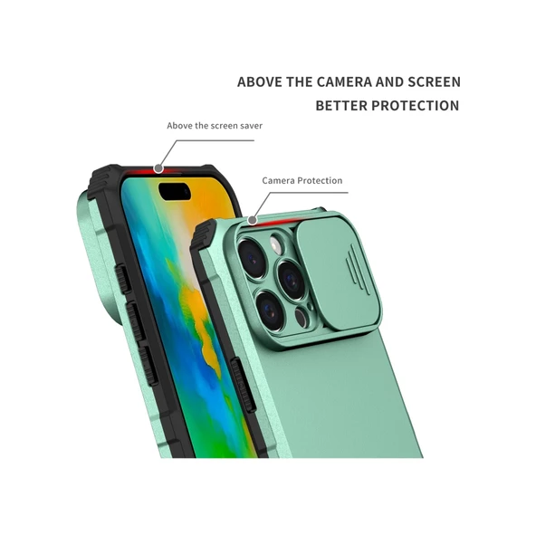 Cbtx iPhone 16 Pro Max Uyumlu Stereoskopik Tutucu Kayar Eksantrik Korumalı Telefon Kılıfı - 5