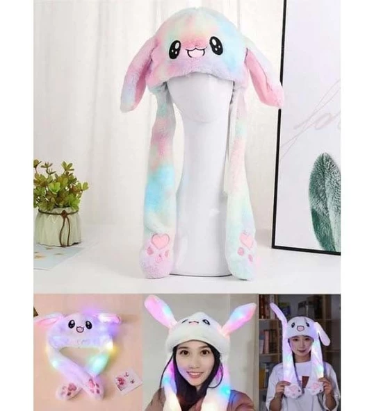 KIZ ERKEK LED IŞIKLI HAREKETLİ PELÜŞ KULAKLIK BERE - Resim 10