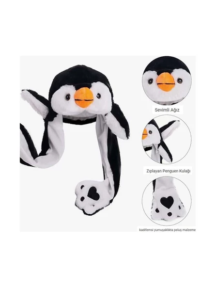 KIZ ERKEK LED IŞIKLI HAREKETLİ PELÜŞ KULAKLIK BERE - Resim 8
